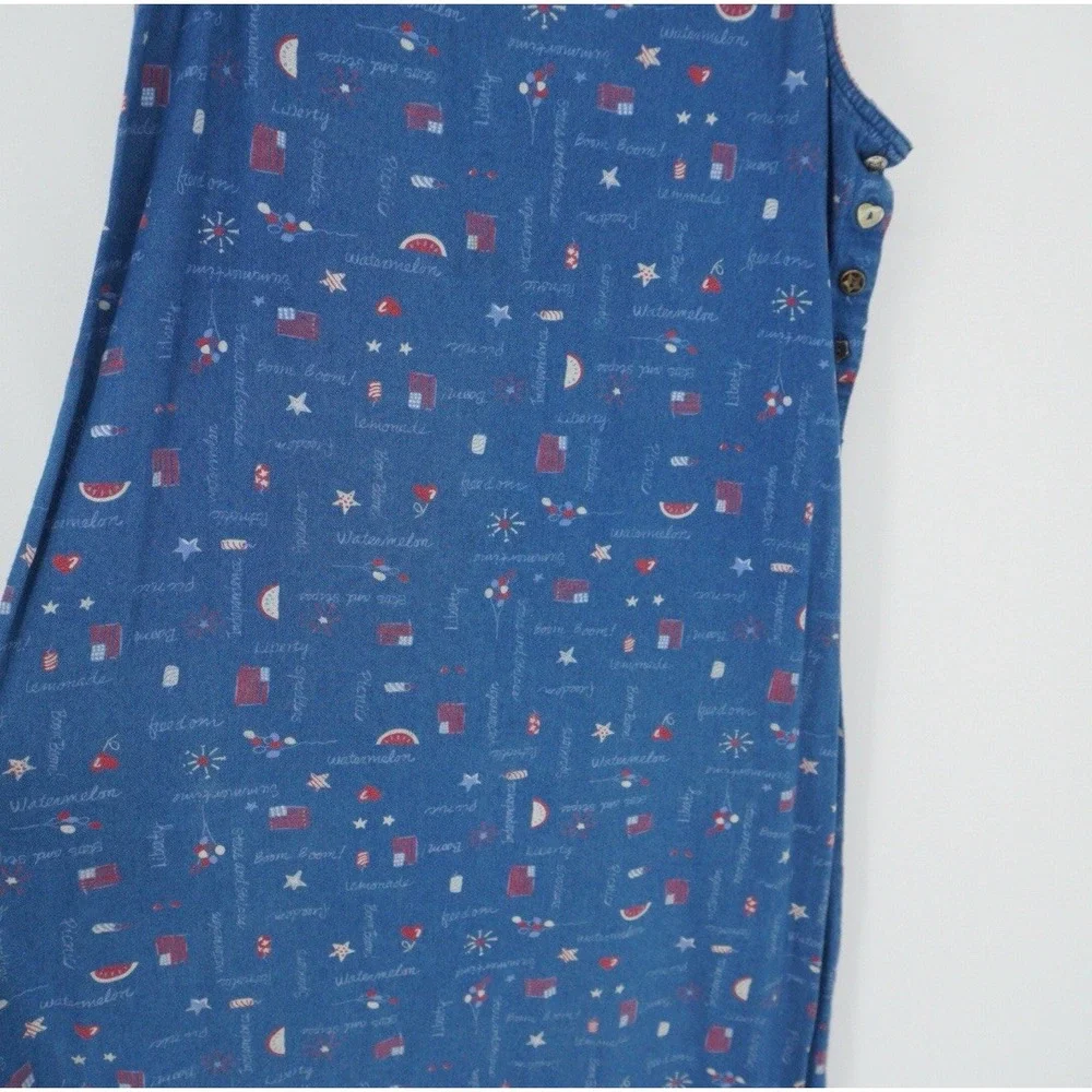 Vintage Koret Denim Maxi Sleeveless Dress Americana 4th Of July Medium